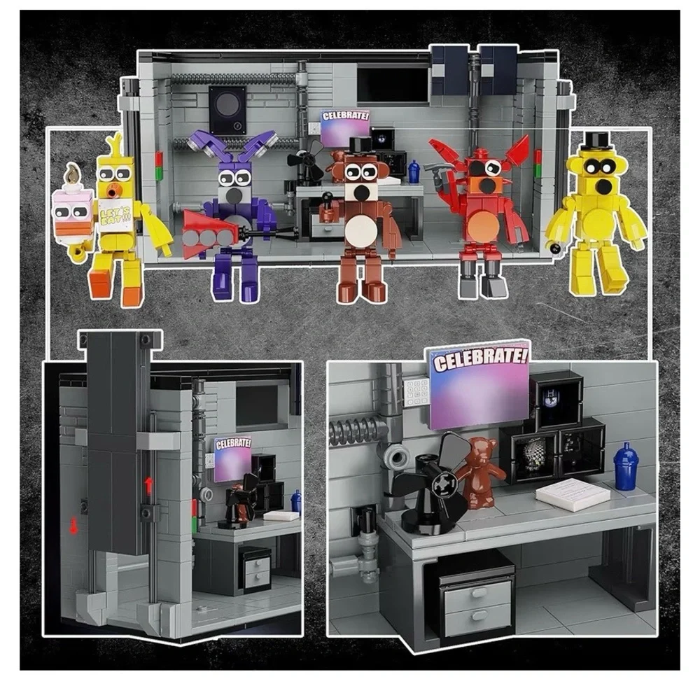 Five Nights Security Room Building Set,Fazbear Fredy Monster Action Figures